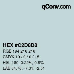 カラーコード: HEX #C2D8D8 | qconv.com