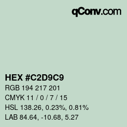 Color code: HEX #C2D9C9 | qconv.com