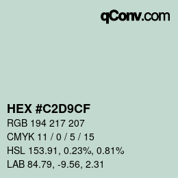 カラーコード: HEX #C2D9CF | qconv.com