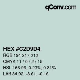 Color code: HEX #C2D9D4 | qconv.com