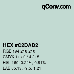 Color code: HEX #C2DAD2 | qconv.com