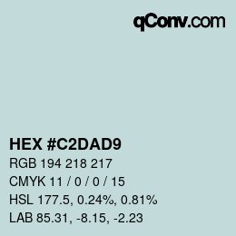 Color code: HEX #C2DAD9 | qconv.com