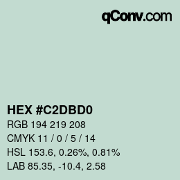 カラーコード: HEX #C2DBD0 | qconv.com
