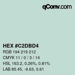 カラーコード: HEX #C2DBD4 | qconv.com