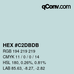 カラーコード: HEX #C2DBDB | qconv.com