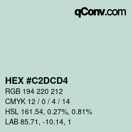 颜色代码: HEX #C2DCD4 | qconv.com