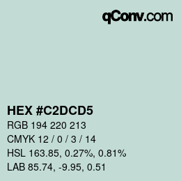 颜色代码: HEX #C2DCD5 | qconv.com