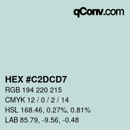 颜色代码: HEX #C2DCD7 | qconv.com