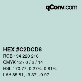 颜色代码: HEX #C2DCD8 | qconv.com