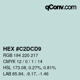 颜色代码: HEX #C2DCD9 | qconv.com