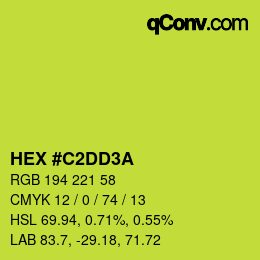 カラーコード: HEX #C2DD3A | qconv.com