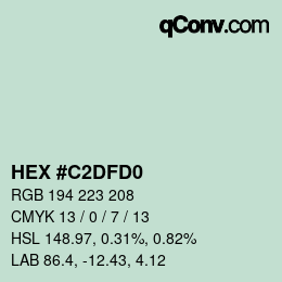 Color code: HEX #C2DFD0 | qconv.com