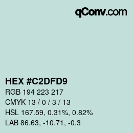 Color code: HEX #C2DFD9 | qconv.com