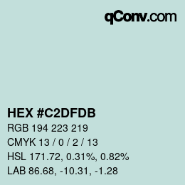 カラーコード: HEX #C2DFDB | qconv.com