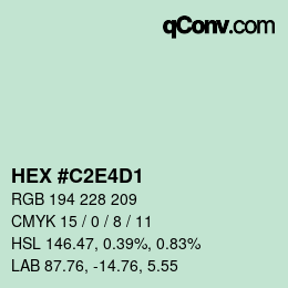 カラーコード: HEX #C2E4D1 | qconv.com