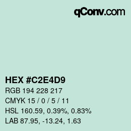 Color code: HEX #C2E4D9 | qconv.com