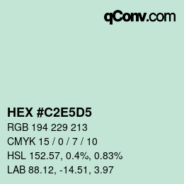 カラーコード: HEX #C2E5D5 | qconv.com