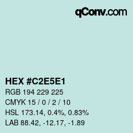カラーコード: HEX #C2E5E1 | qconv.com