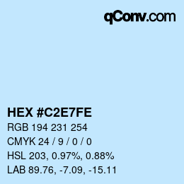 カラーコード: HEX #C2E7FE | qconv.com