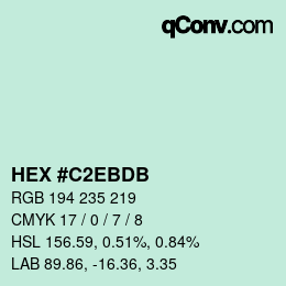 颜色代码: HEX #C2EBDB | qconv.com