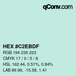 Color code: HEX #C2EBDF | qconv.com