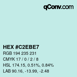 Código de color: HEX #C2EBE7 | qconv.com