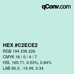 カラーコード: HEX #C2ECE2 | qconv.com