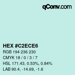 カラーコード: HEX #C2ECE6 | qconv.com
