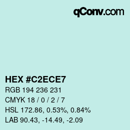 カラーコード: HEX #C2ECE7 | qconv.com