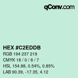 カラーコード: HEX #C2EDDB | qconv.com