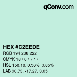 Color code: HEX #C2EEDE | qconv.com