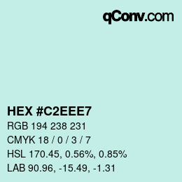 Color code: HEX #C2EEE7 | qconv.com