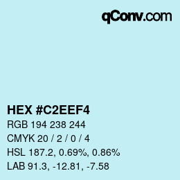 Código de color: HEX #C2EEF4 | qconv.com