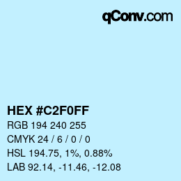 カラーコード: HEX #C2F0FF | qconv.com