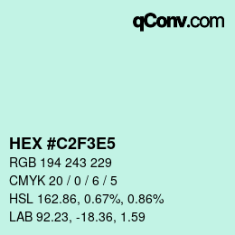 Color code: HEX #C2F3E5 | qconv.com