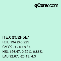 カラーコード: HEX #C2F5E1 | qconv.com