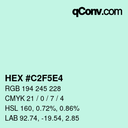カラーコード: HEX #C2F5E4 | qconv.com