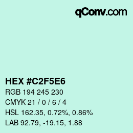 カラーコード: HEX #C2F5E6 | qconv.com
