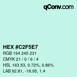 カラーコード: HEX #C2F5E7 | qconv.com