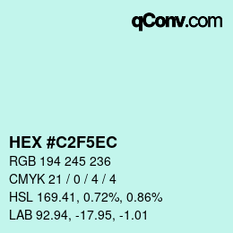 Código de color: HEX #C2F5EC | qconv.com