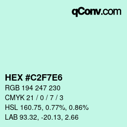 Color code: HEX #C2F7E6 | qconv.com