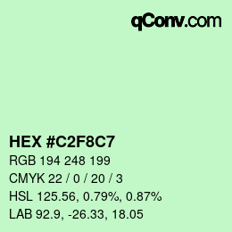 カラーコード: HEX #C2F8C7 | qconv.com