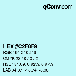 Color code: HEX #C2F8F9 | qconv.com