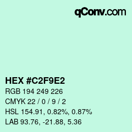 颜色代码: HEX #C2F9E2 | qconv.com