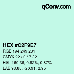 Color code: HEX #C2F9E7 | qconv.com