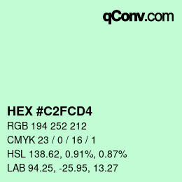 カラーコード: HEX #C2FCD4 | qconv.com