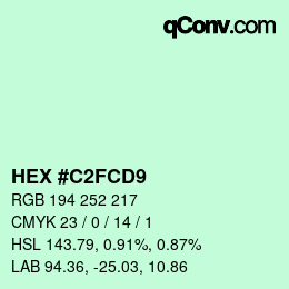 カラーコード: HEX #C2FCD9 | qconv.com