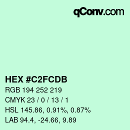 Color code: HEX #C2FCDB | qconv.com