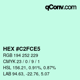 カラーコード: HEX #C2FCE5 | qconv.com