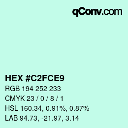 颜色代码: HEX #C2FCE9 | qconv.com
